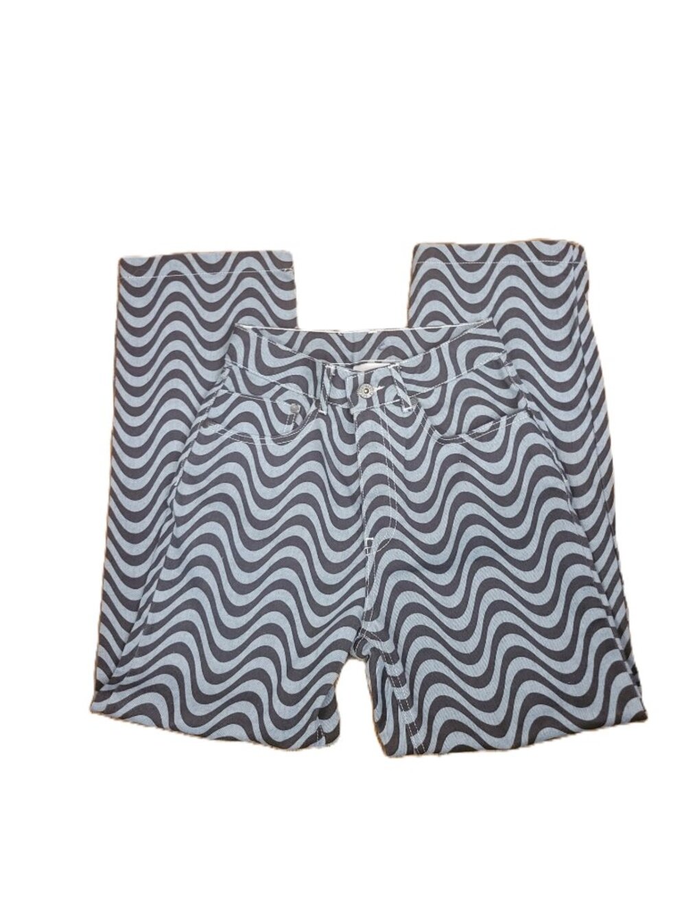 The Ragged Priest - Wave Print Dad Light Blue/Black Jeans - 24